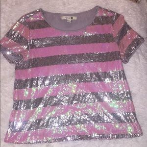 Pink & Silver Sequined Blouse